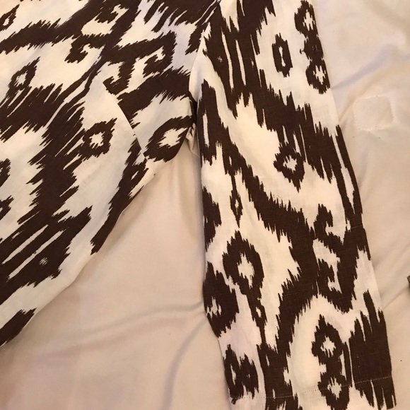 Chico's Ikat Brown & White Linen Blazer 2 - Picture 8 of 8